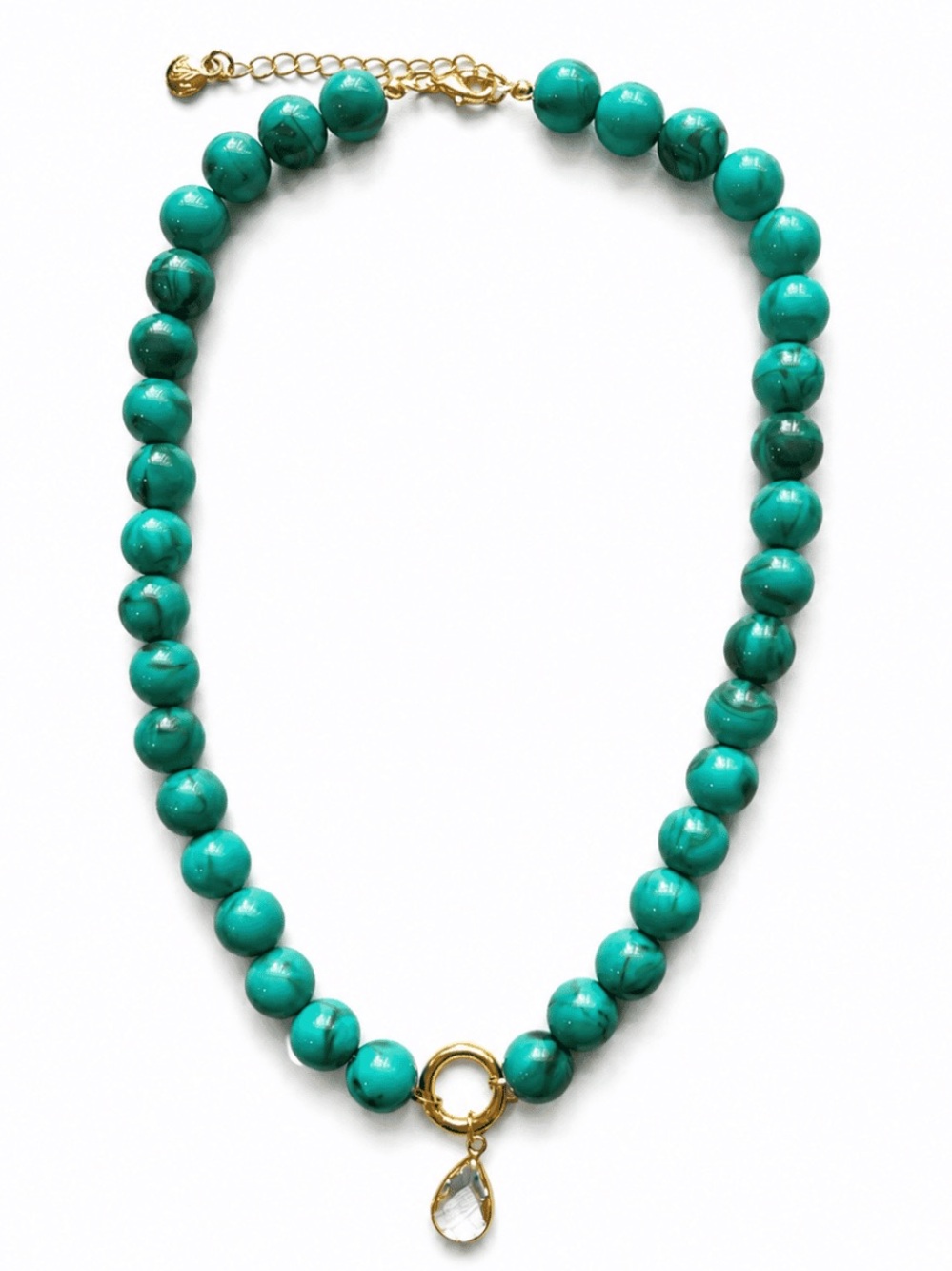 NWT Mayamar Turquoise Beaded CZ Crystal Drop Necklace MM-01812